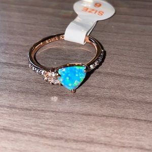 Lab grown Aquamarine opal & Aquamarine ombré cubic zirconia, rose gold plated